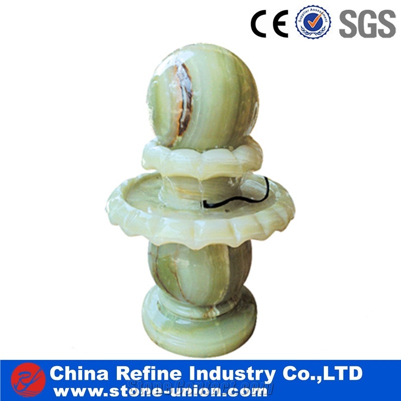 Green Onyx Carved Fountain ,Garden Ball Rolling Fountains