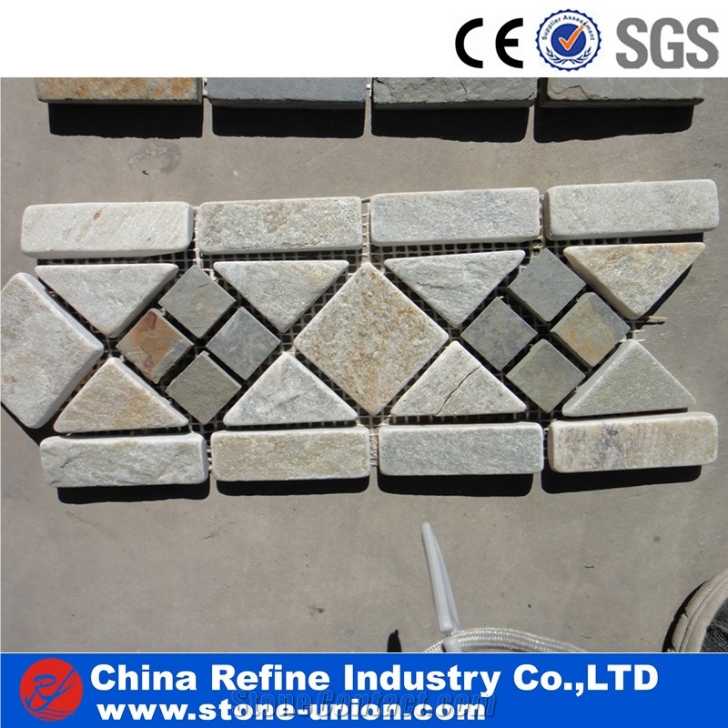 Grey Slate Mosaics Moldings Borders,Wall Cladding Covering