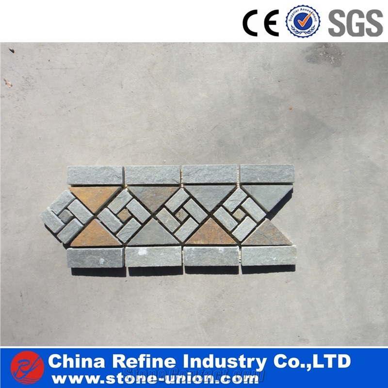 Grey Slate Mosaics Moldings Borders,Wall Cladding Covering