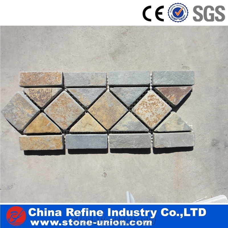 Grey Slate Mosaics Moldings Borders,Wall Cladding Covering