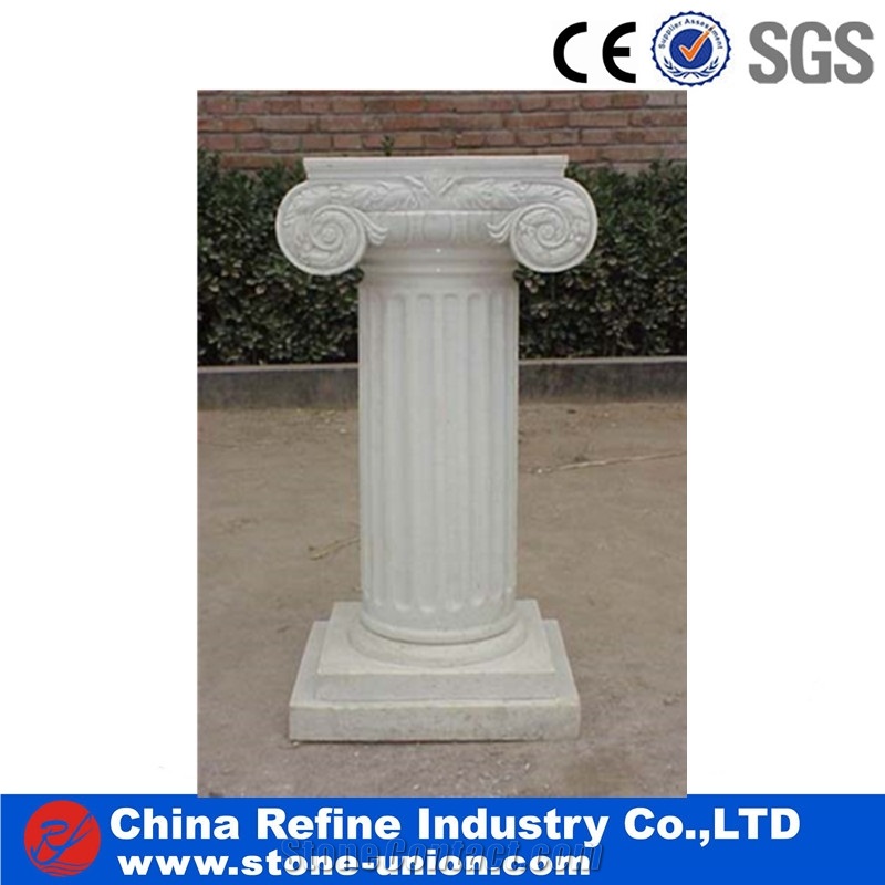 Hand Carved Sculptured Pure White Marble Rome Columns