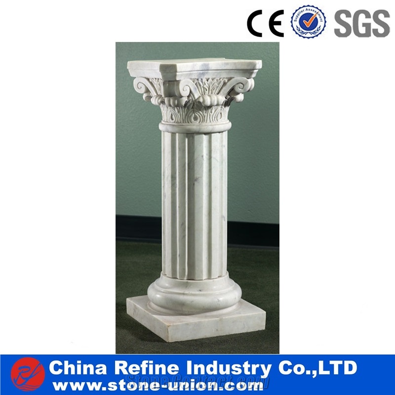 Hand Carved Sculptured Pure White Marble Rome Columns