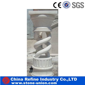 Hollow Pure White Marble Helical Shape Roman Columns