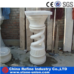 Hollow Pure White Marble Helical Shape Roman Columns