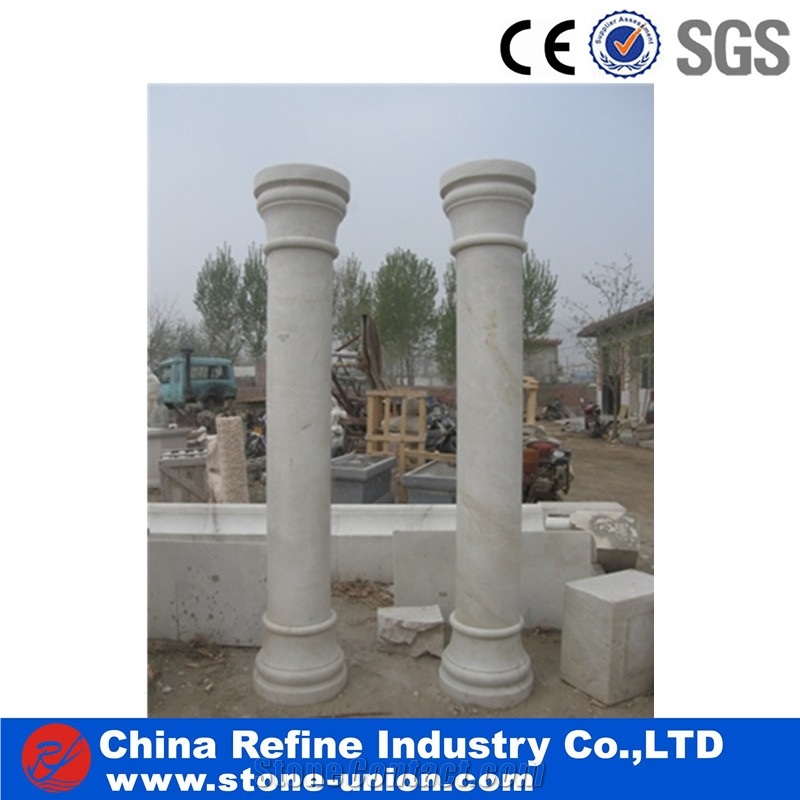 Hollow Pure White Marble Helical Shape Roman Columns