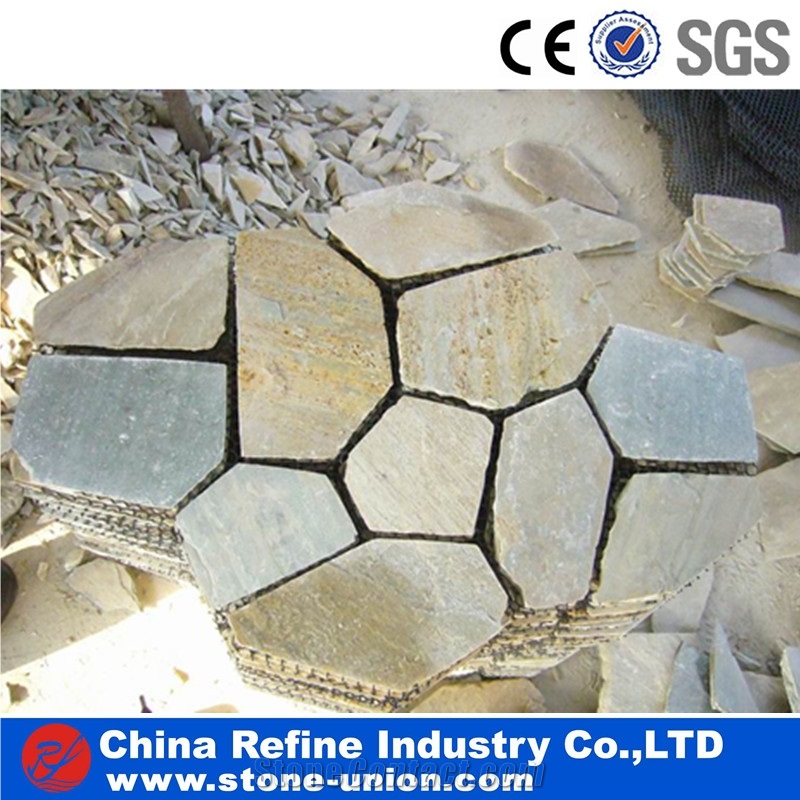Irregular Shaped Mixed Color Slate Flagstone Paving Stone