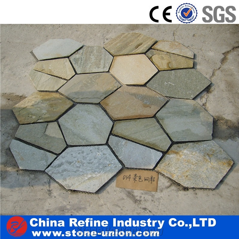 Irregular Shaped Mixed Color Slate Flagstone Paving Stone