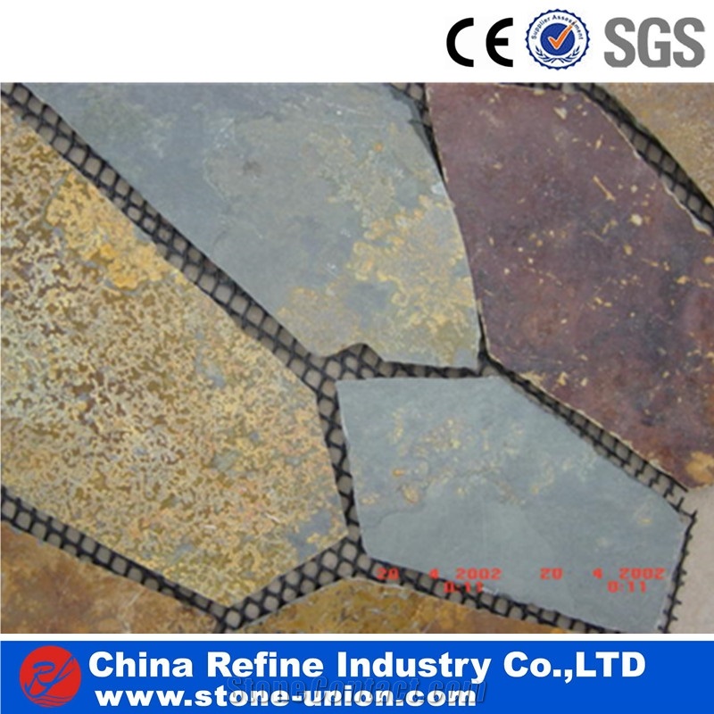Irregular Shaped Mixed Color Slate Flagstone Paving Stone