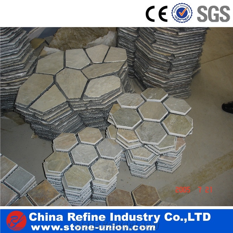 Irregular Shaped Mixed Color Slate Flagstone Paving Stone