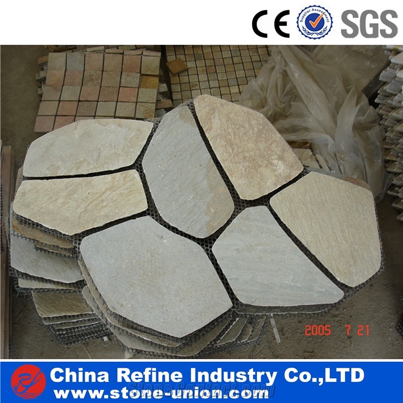 Irregular Shaped Mixed Color Slate Flagstone Paving Stone