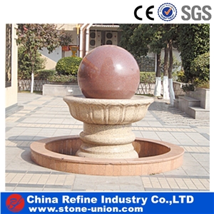 Landscaping Ball Fountains, Red Granite Ball Fountains