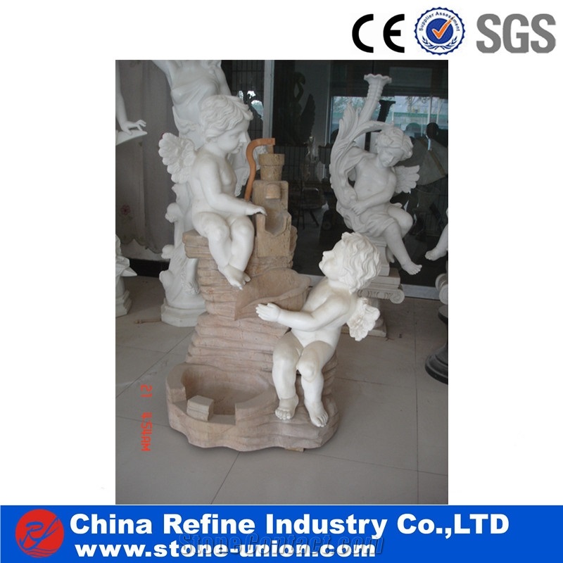 Mixed Color Marble Stone Hand Carving Wall Mounted Fountains