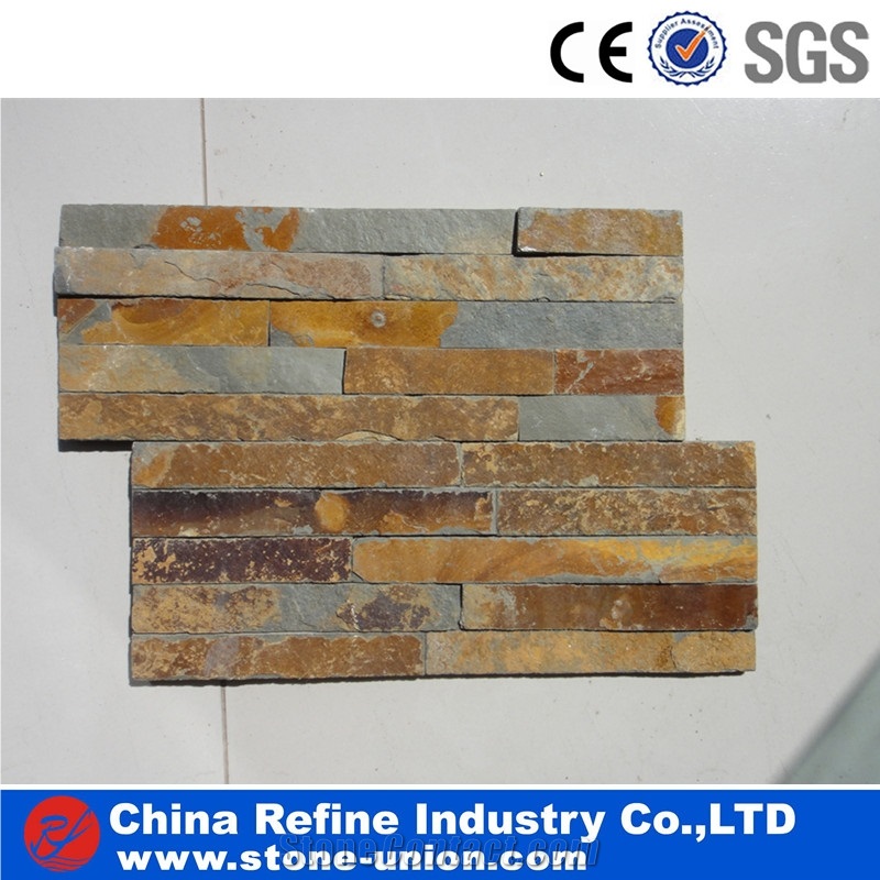 Mixed Colorful Slate Culture Stone Wall Cladding Panel