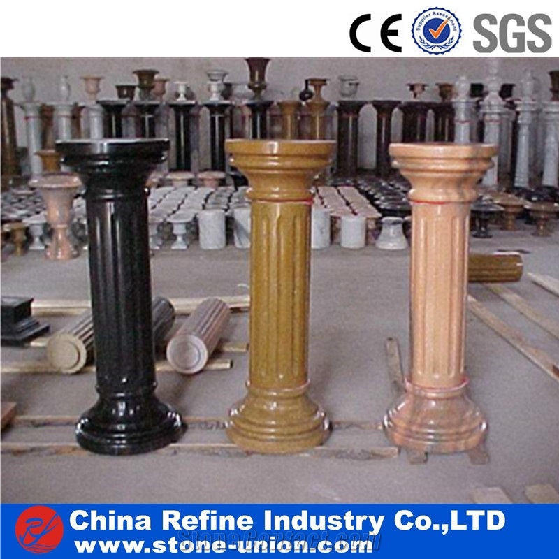 Multi Color Polished Marble Columns Carving Stone
