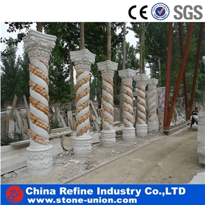 Multi Color Polished Marble Columns Carving Stone