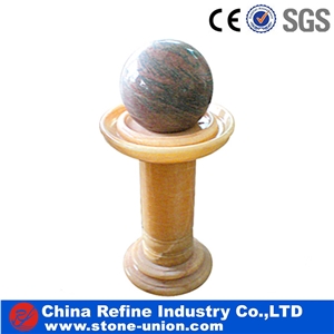 Multi Color Red Granite Ball And Onyx Base Garden Fountains