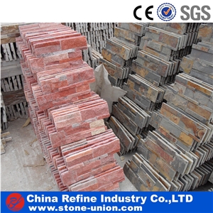Peach Red Pink Quartzite Ledge Veneer Stone & Stacked Stone