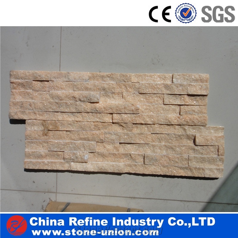 Peach Red Pink Quartzite Ledge Veneer Stone & Stacked Stone
