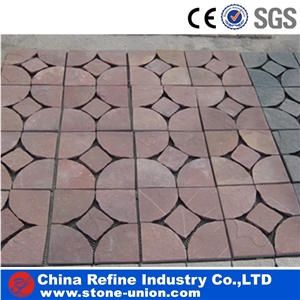 Pink Sandstone Pavers On Mesh,Random Flagstone Paving Stone