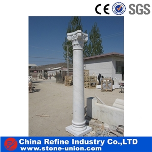 Pure White Marble Big Columns,Carving Marble Stone Pillars
