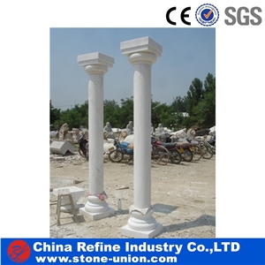 Pure White Marble Big Columns,Carving Marble Stone Pillars