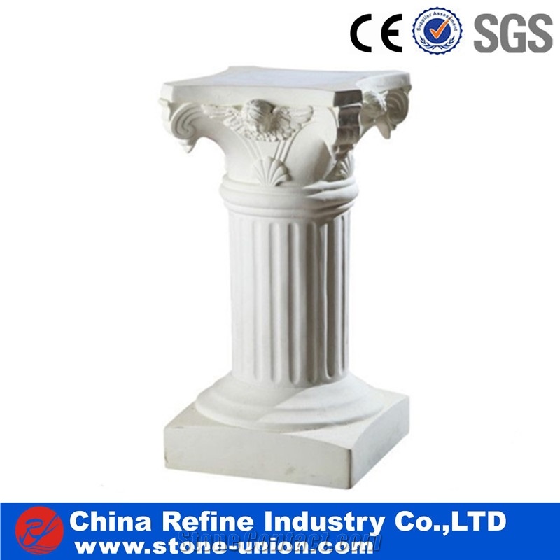 Pure White Marble Columns,Hand Carved Marble Columns