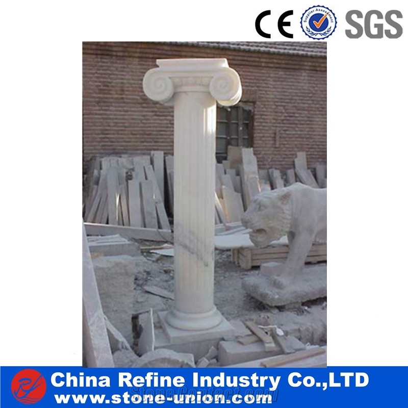 Pure White Marble Columns,Hand Carved Marble Columns