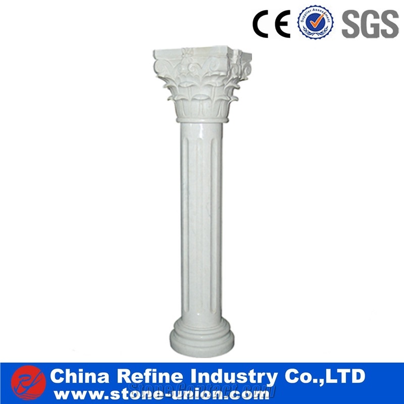 Pure White Marble Columns,Hand Carved Marble Columns