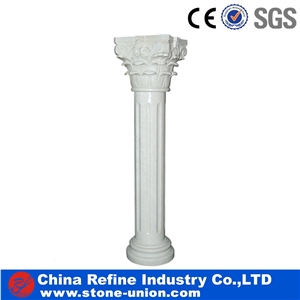 Pure White Marble Columns,Hand Carved Marble Columns