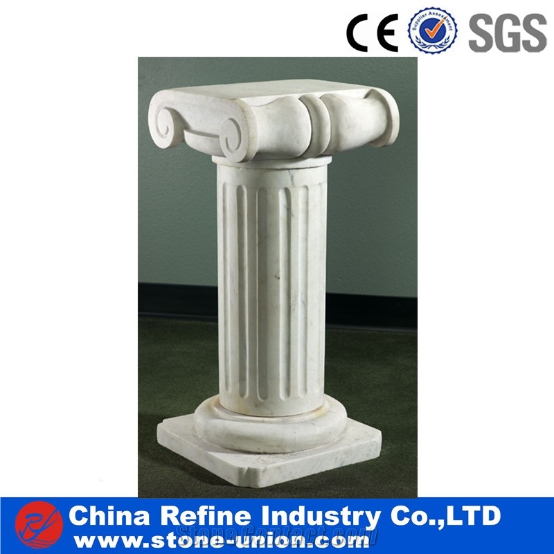 Pure White Marble Hand Carving Roman Columns & Pillars