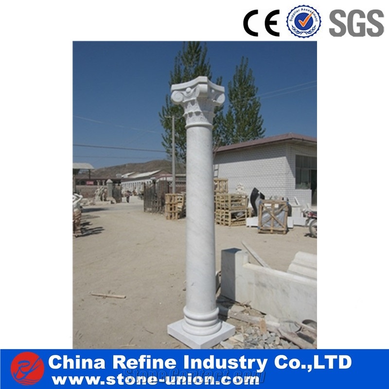 Pure White Marble Hand Carving Roman Columns & Pillars