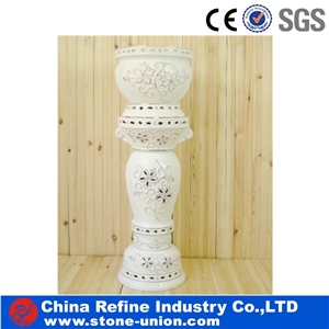 Pure White Marble Rome Columns With Flower Pots & Planters