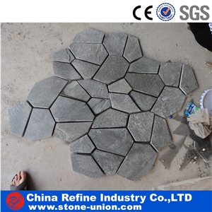 Random Grey Slate Flooring Tiles On Mesh,Walkway Flagstone