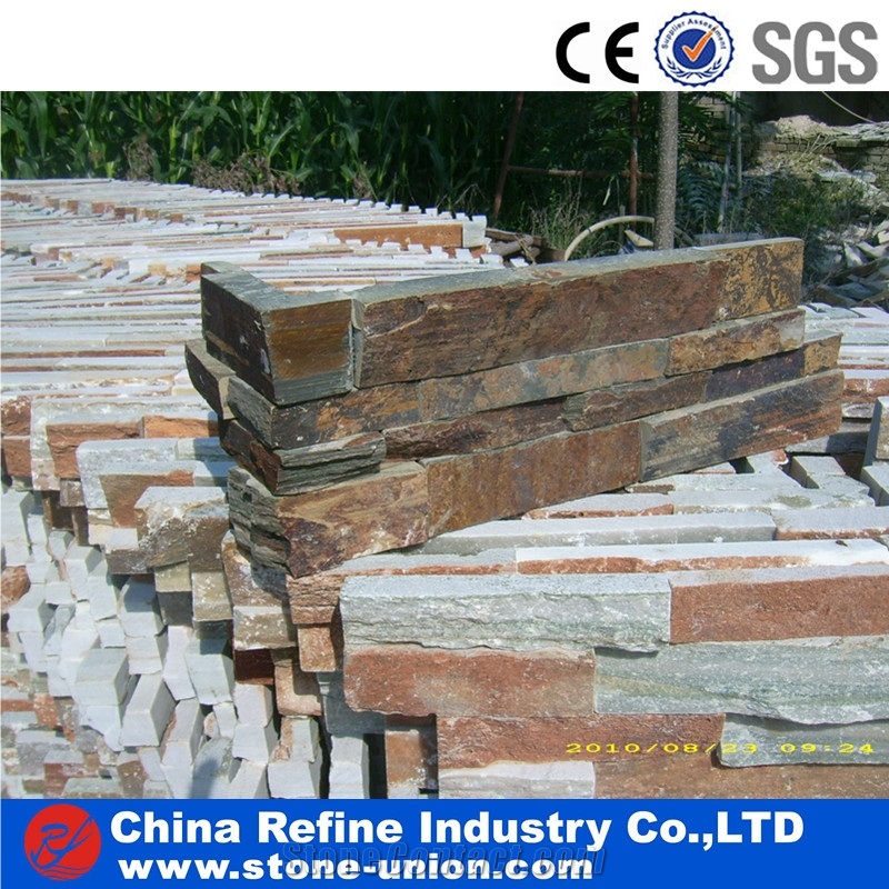 Rough Rusty Slate Culture Stone Veneer, Stacked Stone Veneer