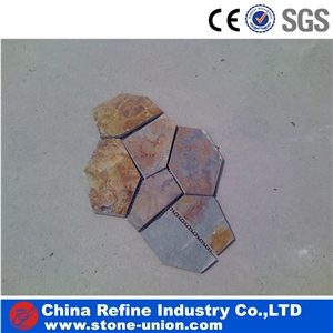 Rusty Slate Paving On Mesh,Slate Tiles For Exterior Walkway