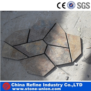 Rusty Slate Paving On Mesh,Slate Tiles For Exterior Walkway