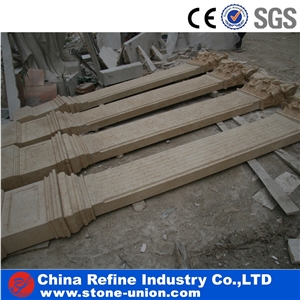 Square Beige Limestone Carving Construction Columns