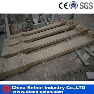 Square Beige Limestone Carving Construction Columns