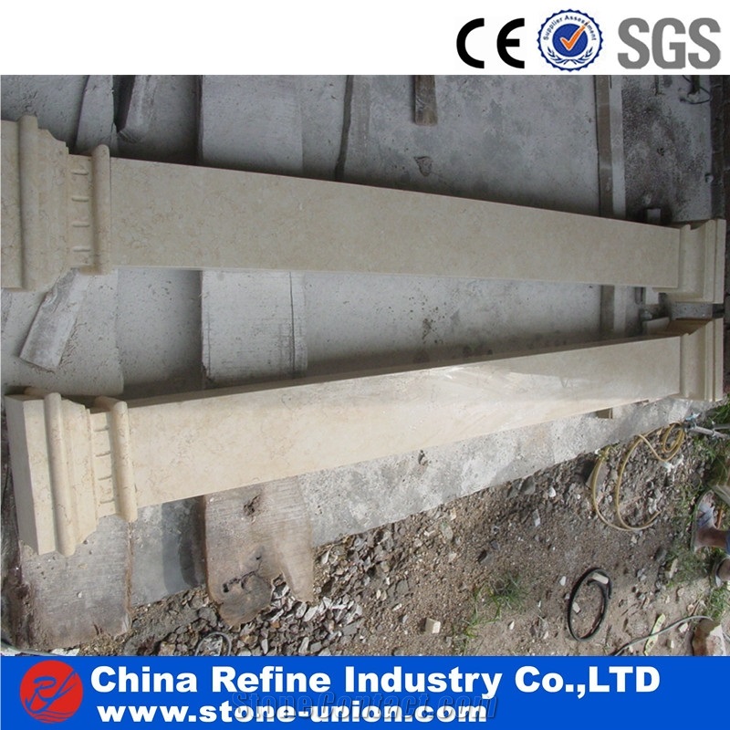 Square Beige Limestone Carving Construction Columns