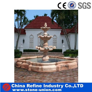 Sunset Red Polished And High Quality Marble Fountains