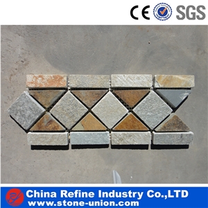Tumble Edges Slate Mixed Color Mosaics Border Moldings Trim