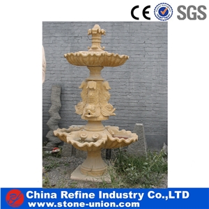 Yellow Limestone Cheap Handcraft Fountains,Water Features