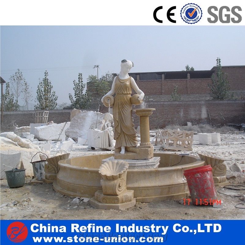 Yellow Limestone Statue Sculptured Fountains