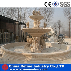 Yellow Limestone Statue Sculptured Fountains
