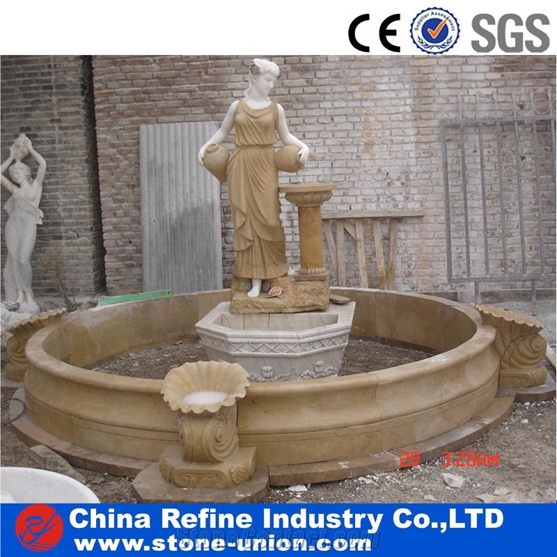Yellow Limestone Statue Sculptured Fountains