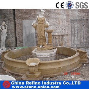 Yellow Limestone Statue Sculptured Fountains