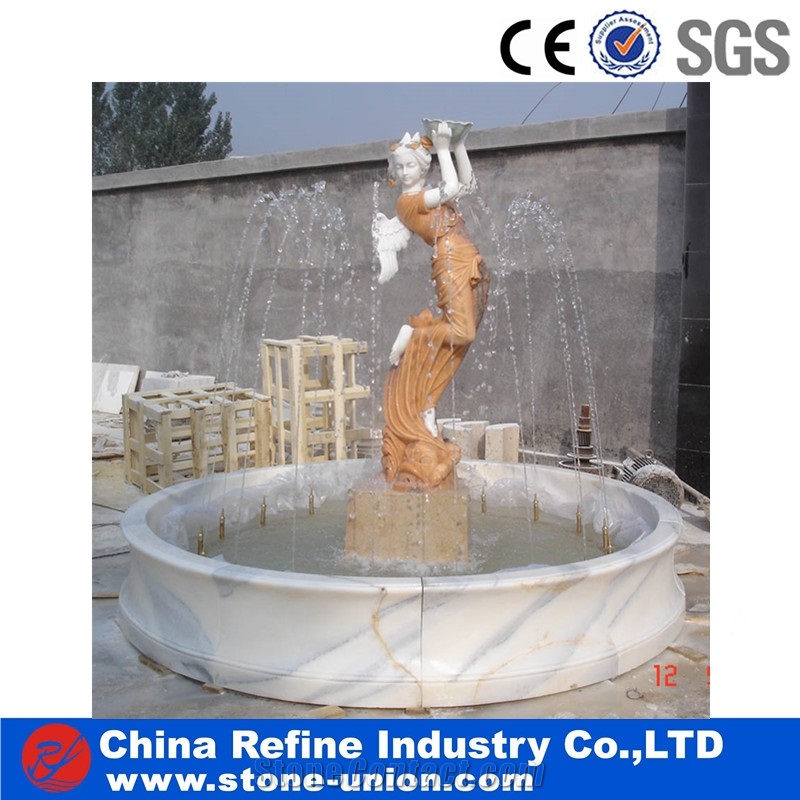 Yellow Limestone Statue Sculptured Fountains