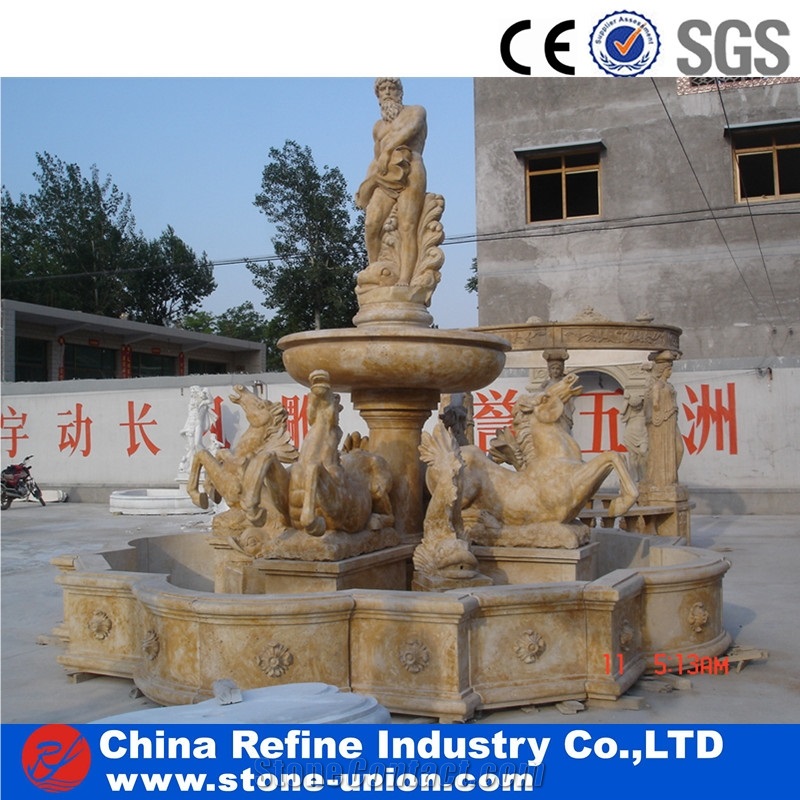 Yellow Limestone Statue Sculptured Fountains