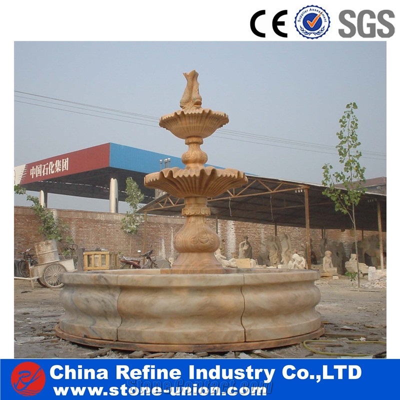 Yellow Limestone Statue Sculptured Fountains