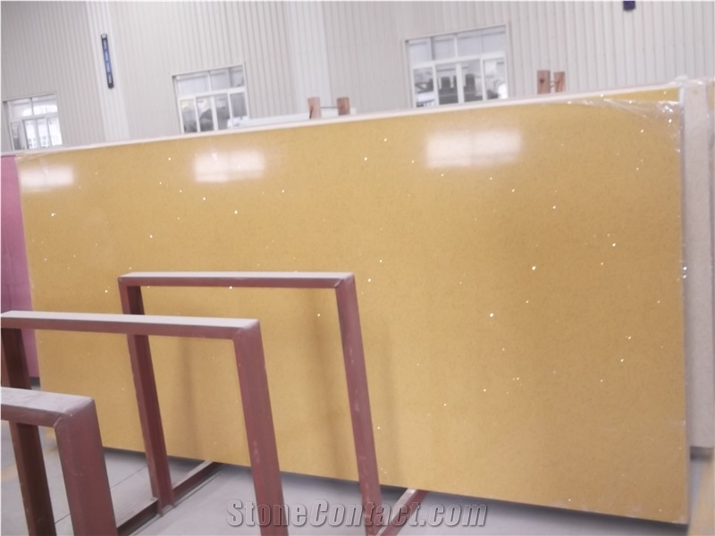 Beige Quartz Slab Tiles for Countertop